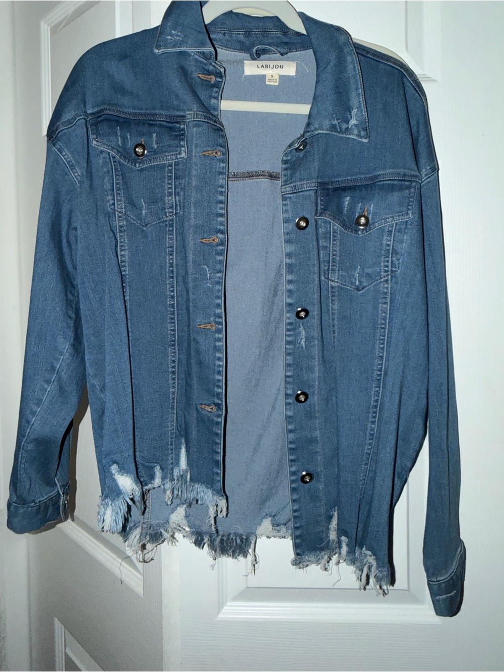 LABIJOU Distressed Blue Denim Jacket